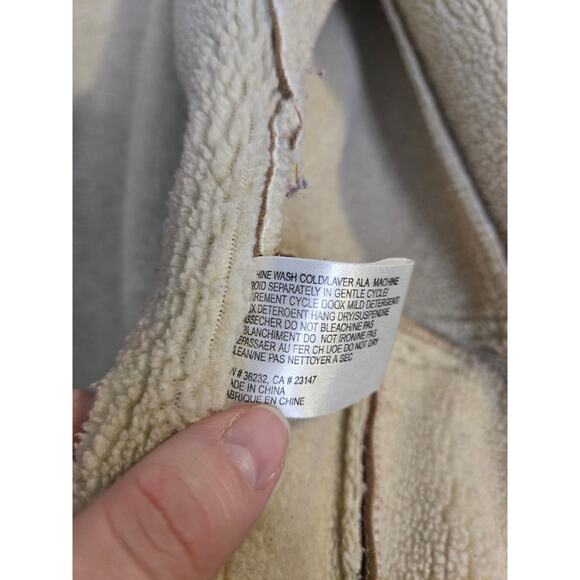 [15] VINTAGE Talbots Y2K Tan Faux Suede Zip Up Jacket XL Penny Lane Rancher - Picture 10 of 13